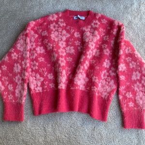 Zara pink flowered pullover sweater